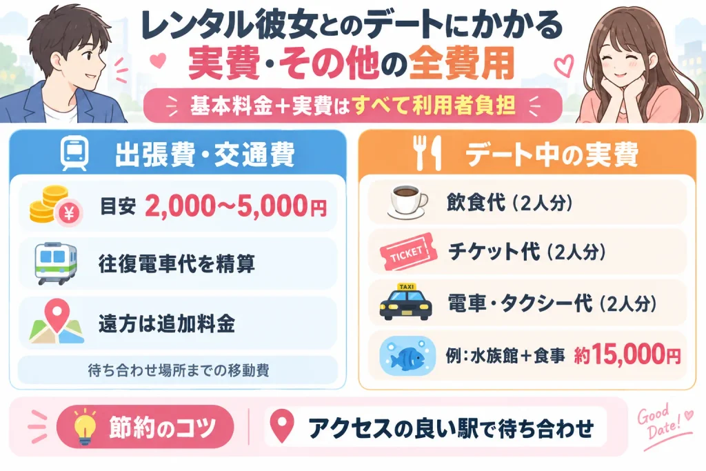 レンタル彼女とのデートにかかる実費・その他の全費用