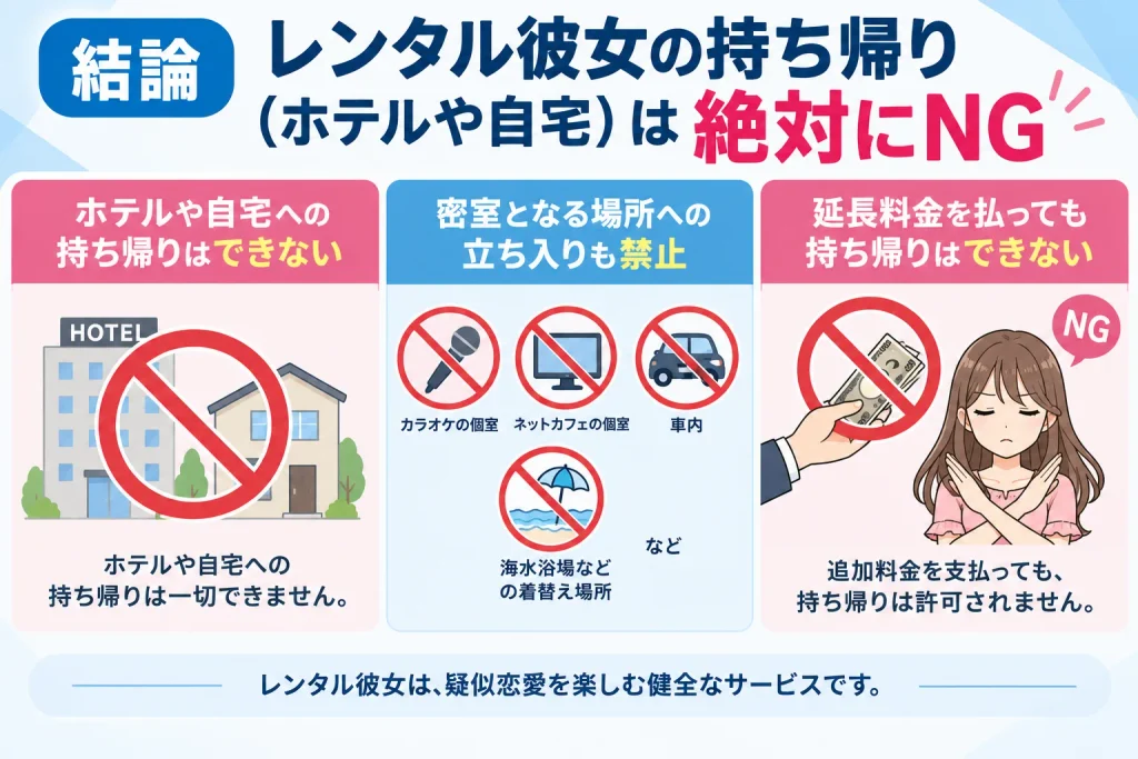 結論：レンタル彼女の持ち帰り（ホテルや自宅）は絶対にNG