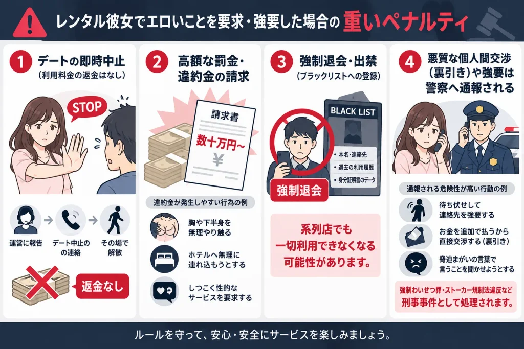 レンタル彼女でエロいことを要求・強要した場合の重いペナルティ