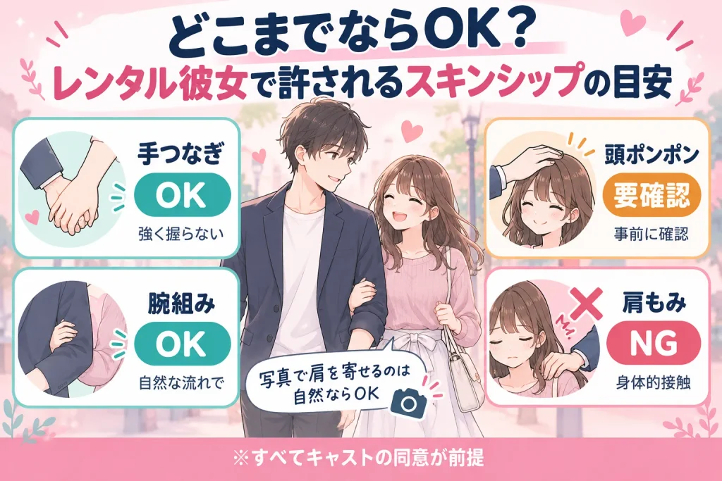 どこまでならOK?レンタル彼女で許されるスキンシップの目安